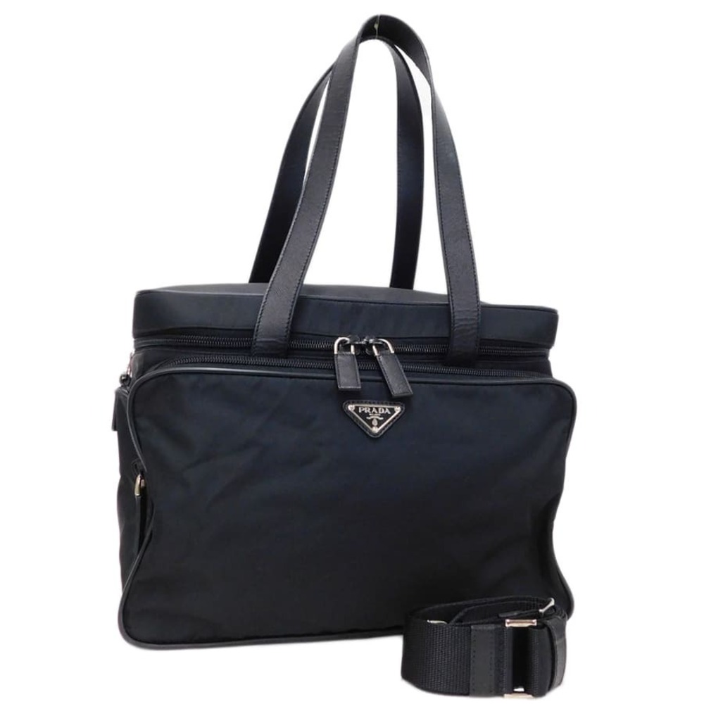 Prada bag black Tessuto leather triangle multi functional